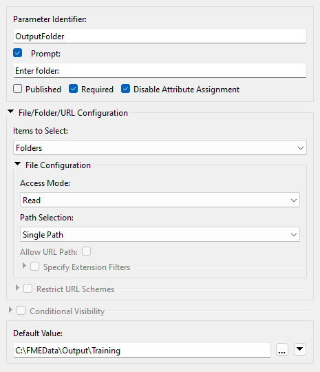 OutputFolder user parameter